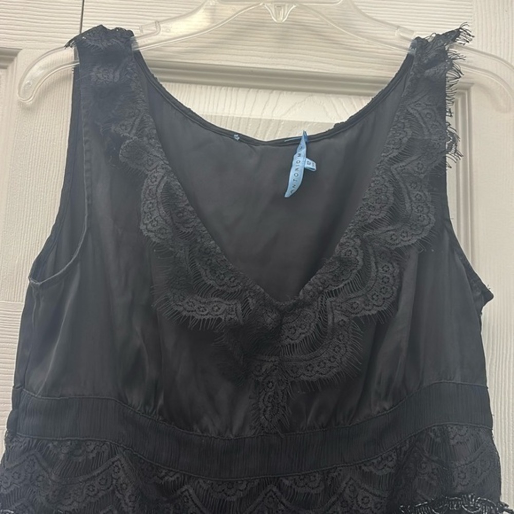 Vintage Antonio Melani, silk with lace, side zipper, size 12, runs small!